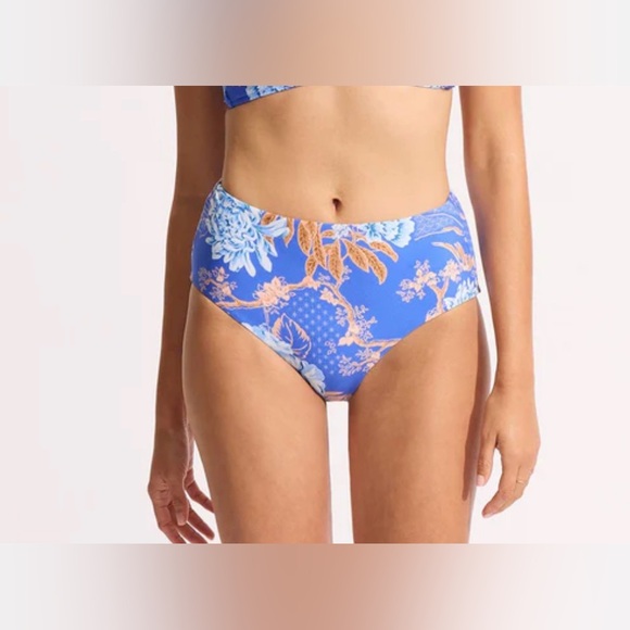 Seafolly Other - Seafolly Eden Blue High-Waisted Bikini Bottom size 8